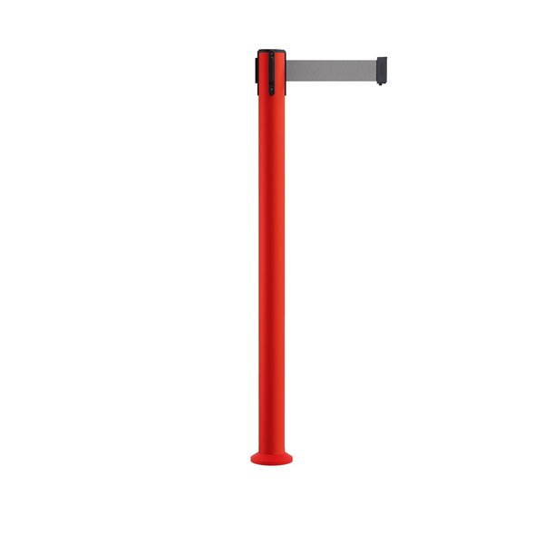 Montour Line Stanchion Belt Barrier Fixed Base Red Post 7.5ftLight Grey Belt MSX630F-RD-LGY-75